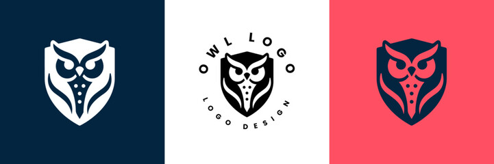 owl shield logo design vector illustration, Owl Logo icon shield wing creative Modern Design, Owl and shield Logo Template