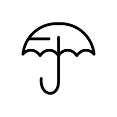 Simple open umbrella outline icon