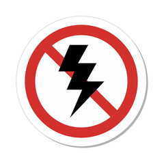 ISO Prohibition Sign: Lightning and Thunder Storm Symbol