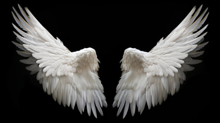 a pair of white wings on a black background