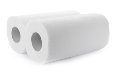 Fototapeta premium Rolls of paper towels isolated on white