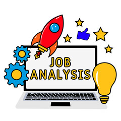 Job Analysis   payment concept vector illustration with keyword, people and icons. Flat vector illustration. Isolated on white. Job Analysis concept.
