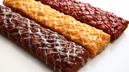 Three Types of Pastry on a White Surface