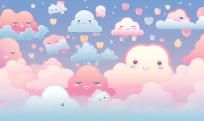 intriguing kawaii background in the style of pastel