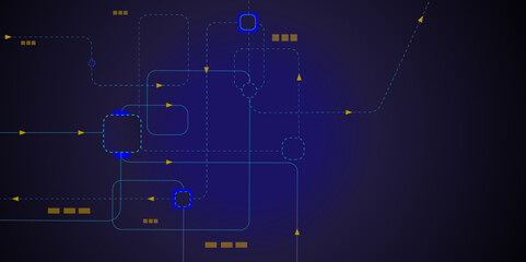 Vectors Abstract geometric with connected lines and dots.  Network connection, big data visualization, social networking and digital communication technology concept 