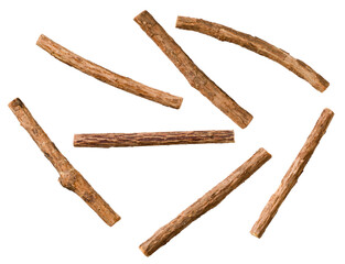 Single Silvervine stick isolated on white background, top view.