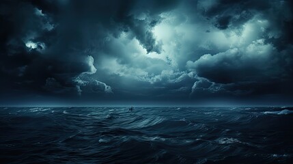 Fototapeta premium horror black blue sky sea haunted cloud scary ocean
