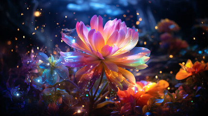 Colorful magical flowers.