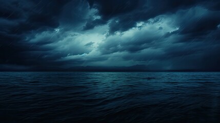 horror black blue sky sea haunted cloud scary ocean - obrazy, fototapety, plakaty