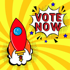 Vote now. Comic book explosion with text Vote now. United States of America Presidential Election. Banner for business, marketing and advertising. Social Media banner. Vector illustration in retro pop