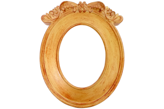 Beautiful gold color oval ikea floral pattern frame, oval gold png background old frame, photo concept idea, cross view. - Powered by Adobe