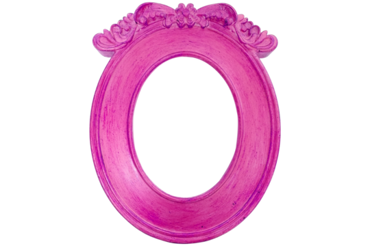 Beautiful pink oval ikea floral pattern frame, pink oval png background old frame, photo concept idea, cross view.