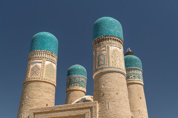 Scenic towers of Chor Minor in Bukhara, Uzbekistan