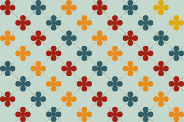 Geometric of grid pattern. Design flowers shape colorful on pastel blue background. Design print for illustration, textile, kids, magazine, cover, card, background, wallpaper. Set 1