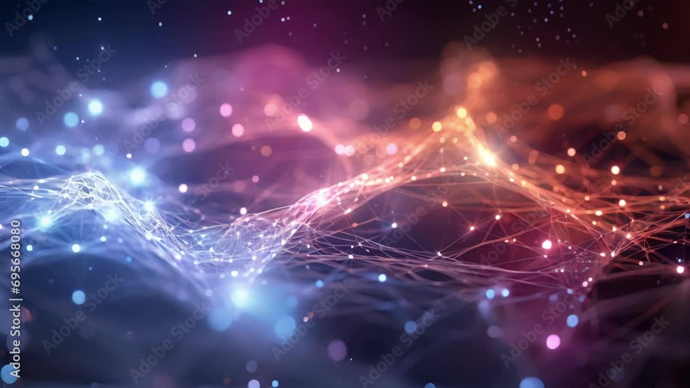 Poster closeup of two entangled particles separated by a vast distance, yet still exhibiting a coordinated 
