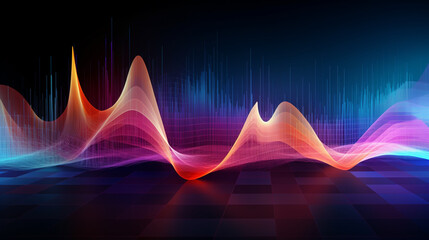 abstract colorful sound wave on black background, 3d render illustration, Vector illustration for your design, Generate AI