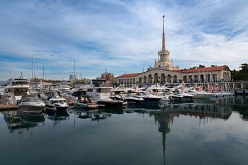 View of the Sea station of Sochi on a sunny summer day, Sochi, Krasnodar Territory, Russia