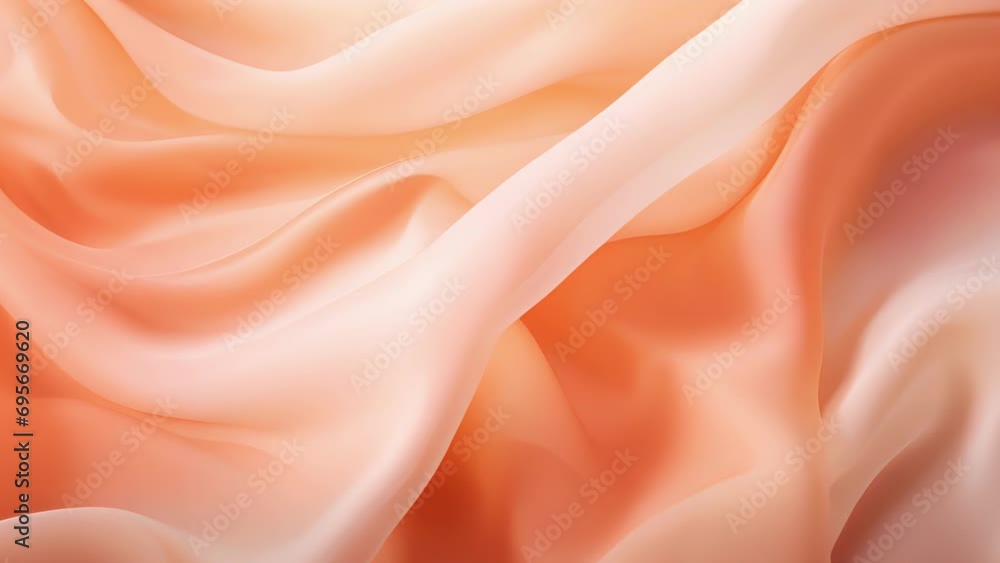 Poster closeup of a peach fuzz color fabric backdrop, featuring a subtle ombre effect of creamy peach trans