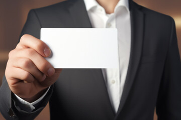 businessman hand hold paper with copy space
