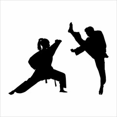 Martial arts silhouette - obrazy, fototapety, plakaty