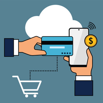 fintech financial technology image hand hold smartphone make online transaction online shopping using mobile banking for online payment