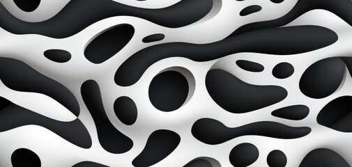 Black and white stripe waves pattern background by Ai generate.