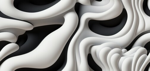 Black and white stripe waves pattern background by Ai generate.