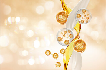 gold molecule and gold stem cell - obrazy, fototapety, plakaty