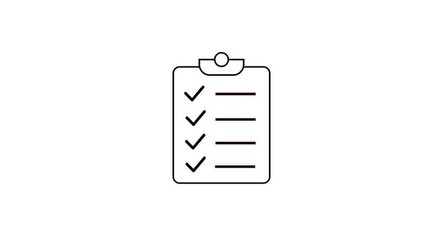 Minimalist clipboard with check marks icon animated symbolizing task completion or checklist concept.