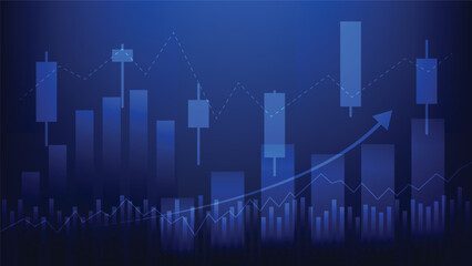 finance background with stock market statistic trend with candlesticks and bar chart