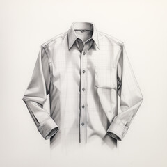 Contemporary Style Shirt Sketch in Fine Graphite and Charcoal