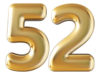 Number 52 gold 3d render