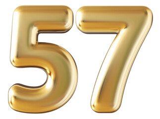 Number 57 gold 3d render