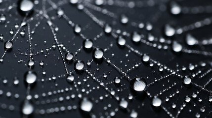 Spider web with drops of dew.