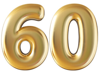 Number 60 gold 3d render