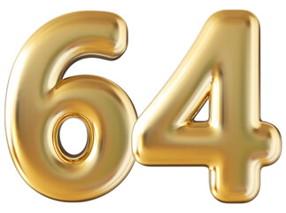 Number 64 gold 3d render