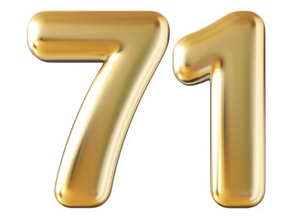 Number 71 gold 3d render