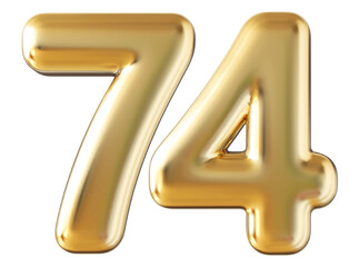 Number 74 gold 3d render