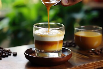 Aromatic Bliss: Discovering the Delightful Vietnamese Egg Coffee in Charming Hanoi Cafes.

 - obrazy, fototapety, plakaty