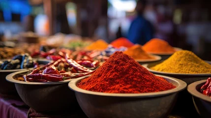 Zelfklevend Fotobehang Zanzibar's Spice Market: A Vibrant Display of Exotic Aromas and Colors.   © Mr. Bolota