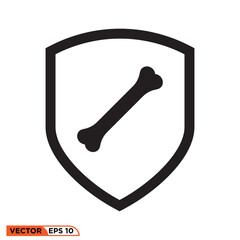 Bone shield icon design vector graphic of template, sign and symbol