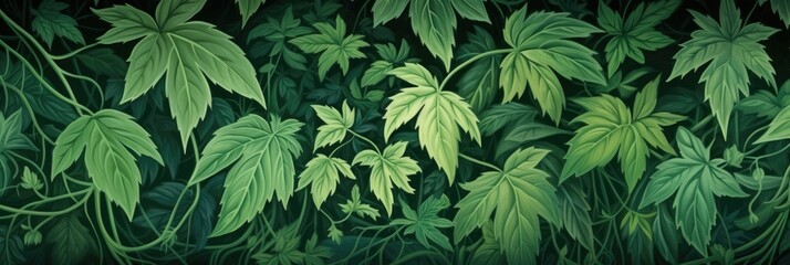 ivy green nettle leaves and vines wallpaper, generative AI - obrazy, fototapety, plakaty