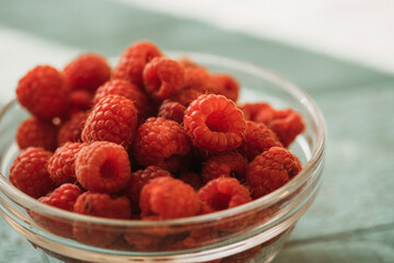 raspberries in a bowl