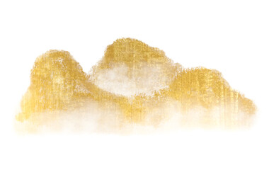 watercolor oriental painting abstract ink landscape golden mountain with fog .traditional chinese painting. asia art style.png.	