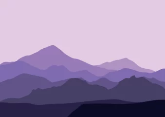 Papier Peint photo Violet mountains landscape panorama, vector illustration for background design.