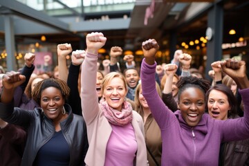 Fists up in solidarity: raising awareness on World Cancer Day. Generative AI.