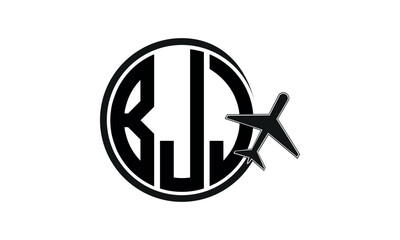 BJJ three initial letter circle tour & travel agency logo design vector template. hajj umrah agency, abstract, wordmark, business, monogram, minimalist, brand, company, flat, tourism agency, tourist