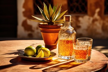 Taste of Mexico: Jalisco's Tequila Scene Painted Against Vibrant Colors Beckons, Offering an Authentic Experience of Tradition, Flavor, and Celebration in Mexico's Heartland. - obrazy, fototapety, plakaty