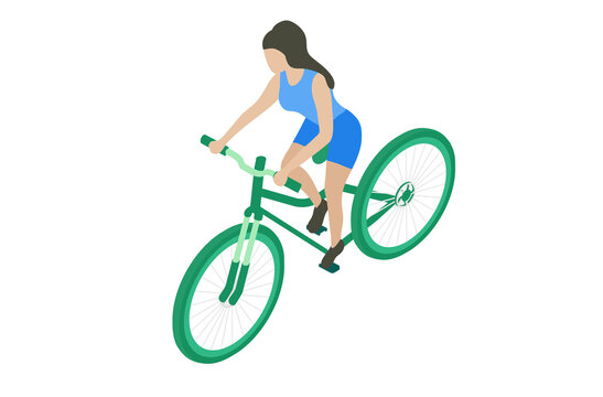 Girl riding bicycle on png background