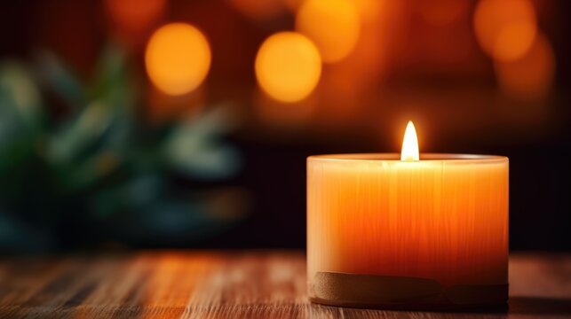 Cozy Illumination: Bask in the Gentle Glow of a Candle's Flame, Filling the Space with Soft Light and a Comforting Ambience of Warmth and Serenity.